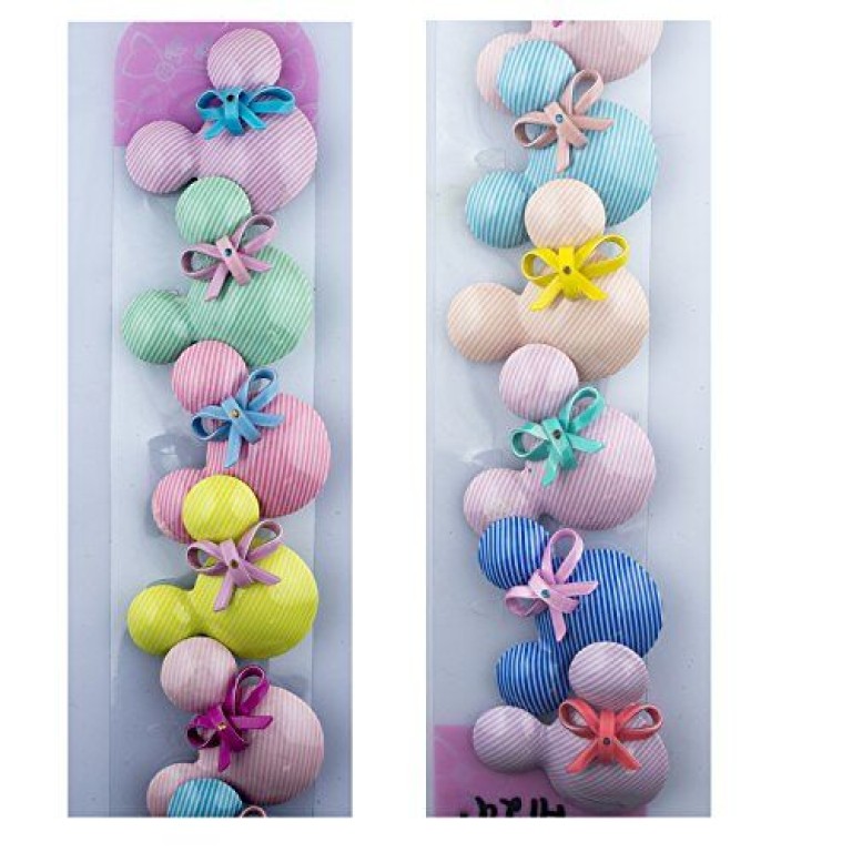 HAND ® A Pair of Pretty Enemelled Minnie Mouse Hairclip Barrettes with Pastel Stripes and Bow 6x5.5cm HAND ® A Pair of Pretty Enemelled Minnie Mouse Hairclip Barrettes with Pastel Stripes and Bow 6x5.5cm
