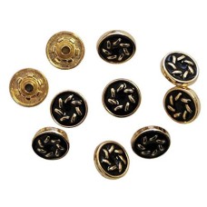 HAND Press Studs 4-part PSGC10 Decorative Gold Black Top Snap Button 12 mm - Pack of 10 Sets