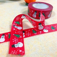 HAND Fun Christmas Gift Wrapping Paper Tape 15mW (No.12- A snow man 10 meters) Pack of 2 Rolls