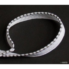 Silver Edge Sew in Pipe Trim - 10mm wide appx 9 metres (BRT18 White and Silver)