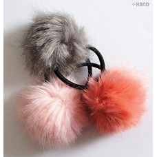 Assorted Colours Lovely Pom Pom Hair Bands, Decorative Pom Poms w/Band - 2" pom pom - Pack of 3