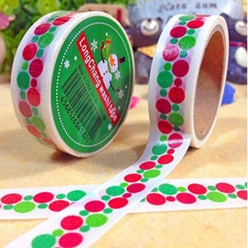 HAND Fun Christmas Gift Wrapping Paper Tape 15mW (No.4- happy dots 5 meters) Pack of 2 Rolls