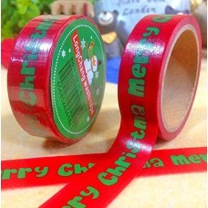 HAND Fun Christmas Gift Wrapping Paper Tape 15mW (No.6- Merry Christmas! Red 5 meters) Pack of 2 Rolls