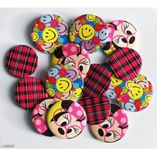 HAND Fashion Cute Assorted Party Bags Badges (Minnie Mouse, Smiley Face, Check Designs) - pack of 15