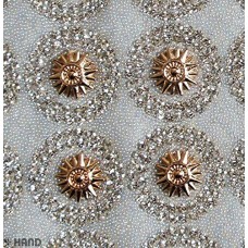 HAND Luxurious Iron-On Hot FIX Embellishments Rhinestones on Sheet - Assorted Designs and Colours (IRONE10 - Gold Sun)