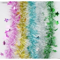 HAND ® Star Party Christmas Tinsel Assorted Colors Gardland Decoration 1.75m - Pack of 5