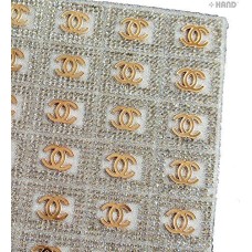 HAND Luxurious Iron-On Hot FIX Embellishments Rhinestones on Sheet - Assorted Designs and Colours (IRONE07 - Chanel Gold)