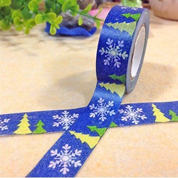 Fun Christmas Gift Wrapping Paper Tape 15mW (No.16- a snowy Christmas day 10 metres)