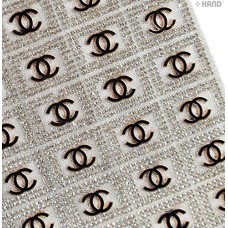 HAND Luxurious Iron-On Hot FIX Embellishments Rhinestones on Sheet - Assorted Designs and Colours (IRONE06 - Chanel Black)
