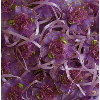 F01 Decorative DIY Craft Assorted Colours Flower with Gold Contour Trims - pack of 25 (F01-1 Purple)