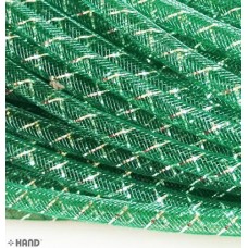 Elastic Lightweight Millinery Tubular Crin Green with Silver Trim - diameter 8 mm, appx 30 metres per pack 