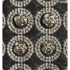 Luxurious Iron-On Hot FIX Embellishments Rhinestones on Sheet - Assorted Designs and Colours (IRONE04 - Silver/Black Roses)