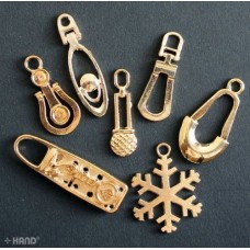 7 Assorted Designs Gold Zip Pulls