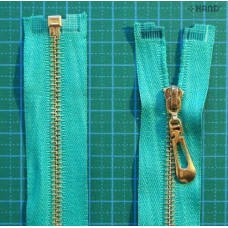 Gold Metal Closed Ended Assorted Colours Zips - 2 pcs (MZ7 Green - 54.5cm)