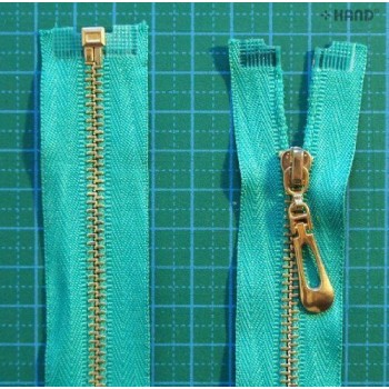 Gold Metal Closed Ended Assorted Colours Zips - 2 pcs (MZ7 Green - 54.5cm)
