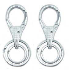 NO.1 Detailed Lovely Solid All Metal Double Key Rings, Buckle Pack of 2