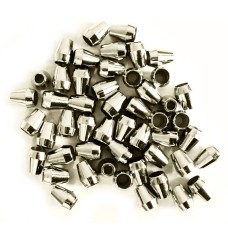 HAND DZ-117 Small Plastic Metallic Silver Tone Cord Fastener Ends - 50 pcs, appx 26g