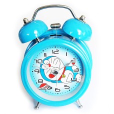 6025B Extremely Silent Children Cartoon Metal Twin Bell Alarm Clock 3" (Doraemon - Blue)