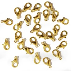 (507-2 Gold 15mm) Jewellery Parts DIY Necklace Bracelet Keyring Lobster Claw Clasps - pack of 30