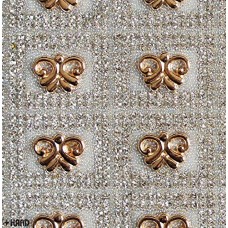 HAND Luxurious Iron-On Hot FIX Embellishments Rhinestones on Sheet - Assorted Designs and Colours (IRONE09 - Gold Ornament)