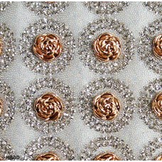 Luxurious Iron-On Hot FIX Embellishments Rhinestones on Sheet - Assorted Designs and Colours (IRONE03 - Gold Roses)