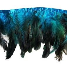 DU09 Deep Sea Blue Double Layer Rooster Feather 6 inches/ w - appx 2 metres