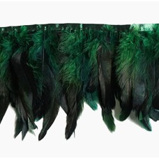 DU08 Emerald Green Double Layer Rooster Feather 6 inches/ w - appx 2 metres
