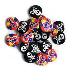 HAND ® Fashion Assorted Party Bags Badges (Skull and Love Designs) - pack of 20