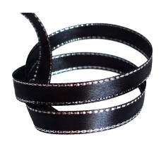  Black and Silver Satin Ribbon Trim - 7 mm x 22 m