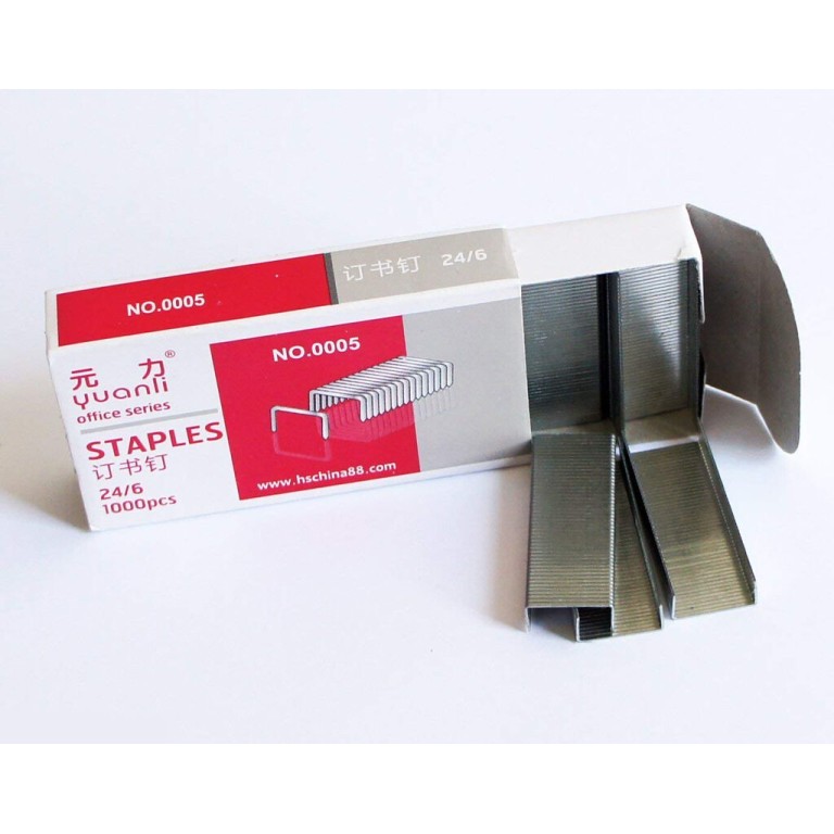 No.0005 24/6 Staples - Pack of 10 Boxes, 1000 pcs a Box No.0005 24/6 Staples - Pack of 10 Boxes, 1000 pcs a Box