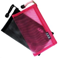 A6 Mesh Nylon Zip Up Breathable Folder File Bag 20x12cm - Pack of 2 Assorted Colours