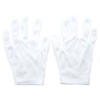 HAND 12 Pairs GL1 Gloves White Coin Jewellery Silver Inspection Terylene Cotton Gloves - One Size Light Weight