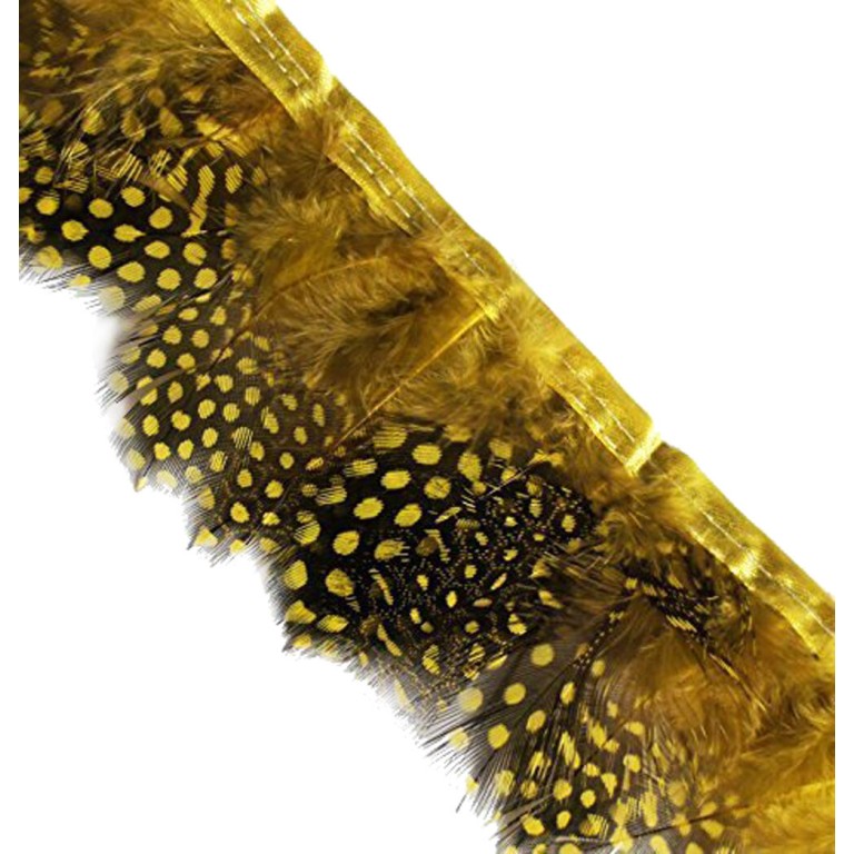 GF Guinea Fowl Feather Fringe 2.5 inches/ w- appx 2 metres (GF01 Yellow) GF Guinea Fowl Feather Fringe 2.5 inches/ w- appx 2 metres (GF01 Yellow)