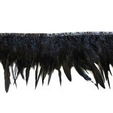 DU01 Black Duck Feather Fringe 4.5 inches / w- appx 2 metres