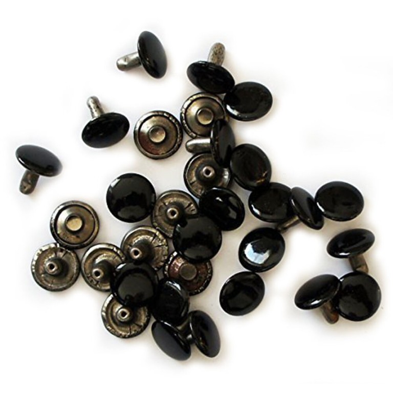 2part Plain Flat Black Press Studs Assorted Sizes (PSB06 10mm appx