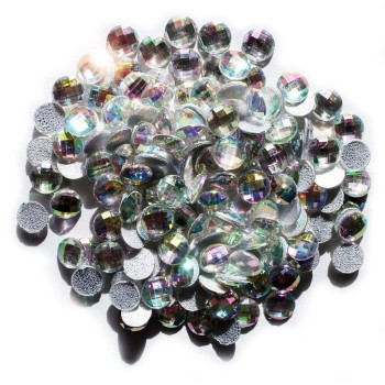 Iridescent Crystal AB Round Hotfix - Iron On Diamante Gems (D04 8mm - appx 500 a pack, appx 65g)