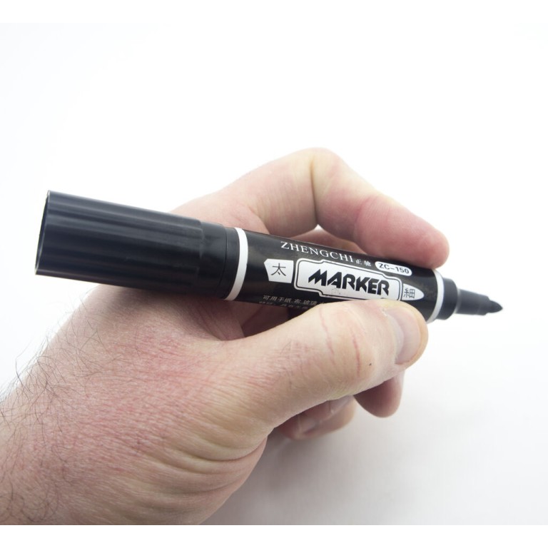 Permanent Marker, Double Side, Thick- Thin, Pack of 2, Black Permanent Marker, Double Side, Thick- Thin, Pack of 2, Black