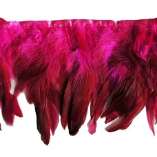 DU07 Pink Double Layer Rooster Feather 6 inches/ w - appx 2 meters
