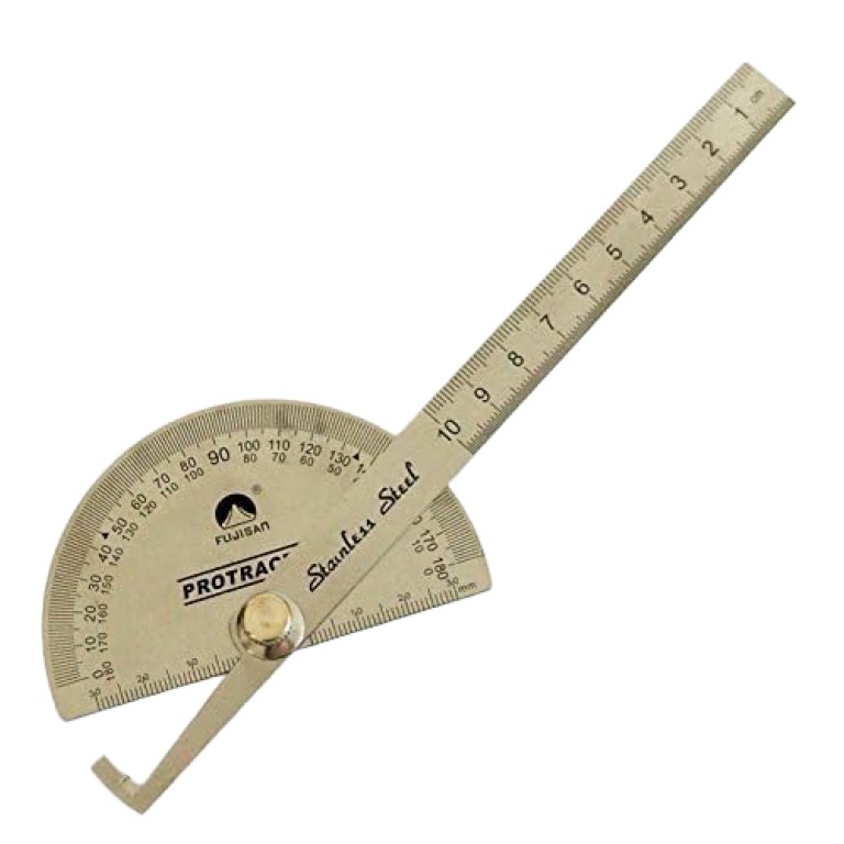 Fujisan Stainless Steel Rotating 180 Degree Protractor/Angle Measurer Metric Ruler Fujisan Stainless Steel Rotating 180 Degree Protractor/Angle Measurer Metric Ruler