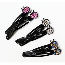 CHC Beautiful Shiny Diamante Crystal Assorted Designs and Colors Hair Clips for All Ages - Pack of 3 Pairs (CHC10)