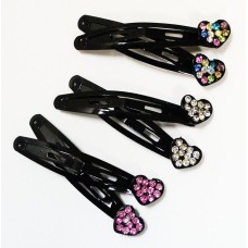 CHC Beautiful Shiny Diamante Crystal Assorted Designs and Colors Hair Clips for All Ages - Pack of 3 Pairs (CHC12)