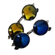 5454I Retro Metal John Lennon Style Iridescent Mirror Lens Sunglasses Assorted Colours UV400 - Pack of 2