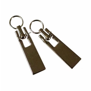 F007 SILVER Zip Pulls, Tags, Fasteners with Eyelet - Pack of 10