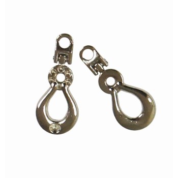 SILVER Zip Pulls, Tags, Fasteners with Eyelet - Pack of 10