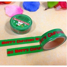 HAND Fun Christmas Gift Wrapping Paper Tape 15mW (No.5- Merry Christmas! green 5 meters) Pack of 2 Rolls