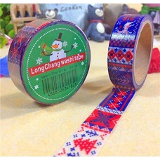 HAND Fun Christmas Gift Wrapping Paper Tape 15mW (No.1 tartan blue & red 5 meters) Pack of 2 Rolls