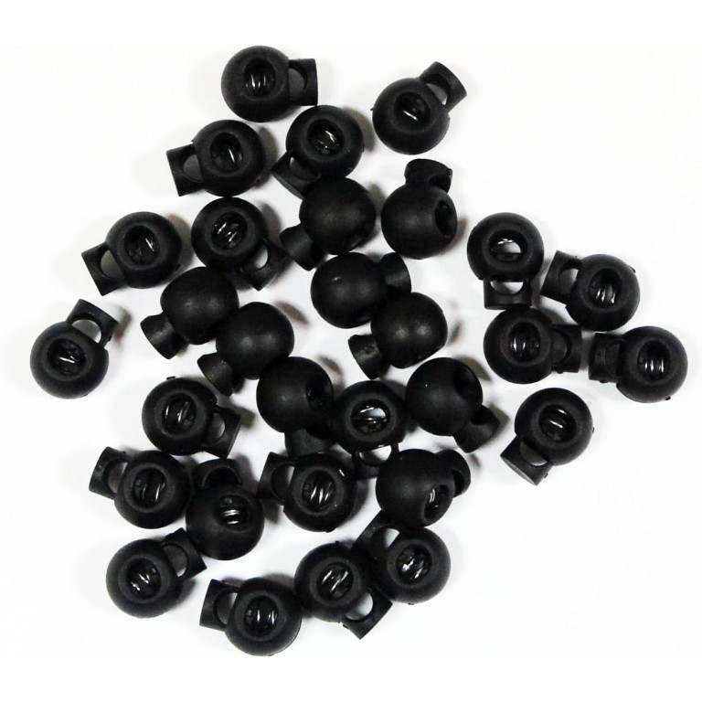 HAND 8353 BLACK Plastic Round Toggle Spring Single Hole Stop String Cord Locks - Assorted Sizes and Colours - Pack of 30 HAND 8353 BLACK Plastic Round Toggle Spring Single Hole Stop String Cord Locks - Assorted Sizes and Colours - Pack of 30