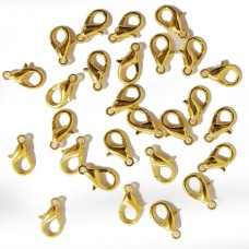 HAND (506-2 Gold 12mm) Jewellery Parts DIY Necklace Bracelet Keyring Lobster Claw Clasps - pack of 40