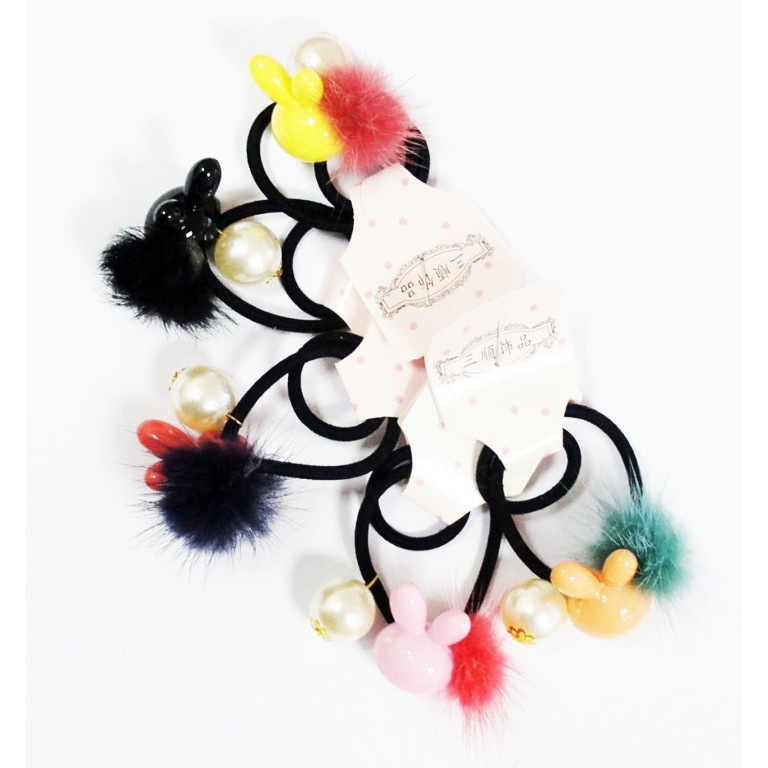 HAND BHB04 Fashionable Beautiful Bunny with Pom Pom and Pearl Hair Band - Pack of 2 HAND BHB04 Fashionable Beautiful Bunny with Pom Pom and Pearl Hair Band - Pack of 2