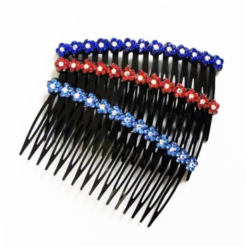 HCP05 Beautiful Elegant Fashion Plastic Hair Slide Comb with Crystal Rhinestones - Pack of 3 Assorted Colours